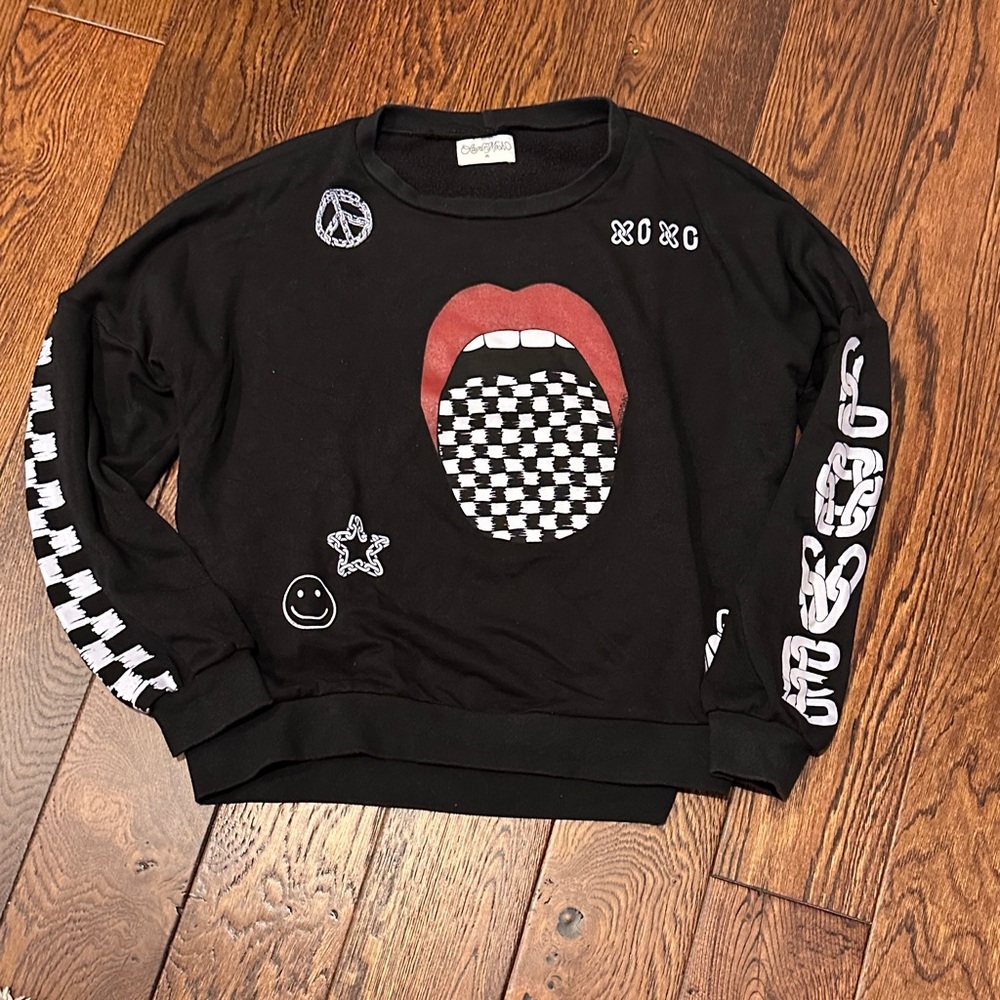 Lauren Moshi Black Graphic Sweatshirt